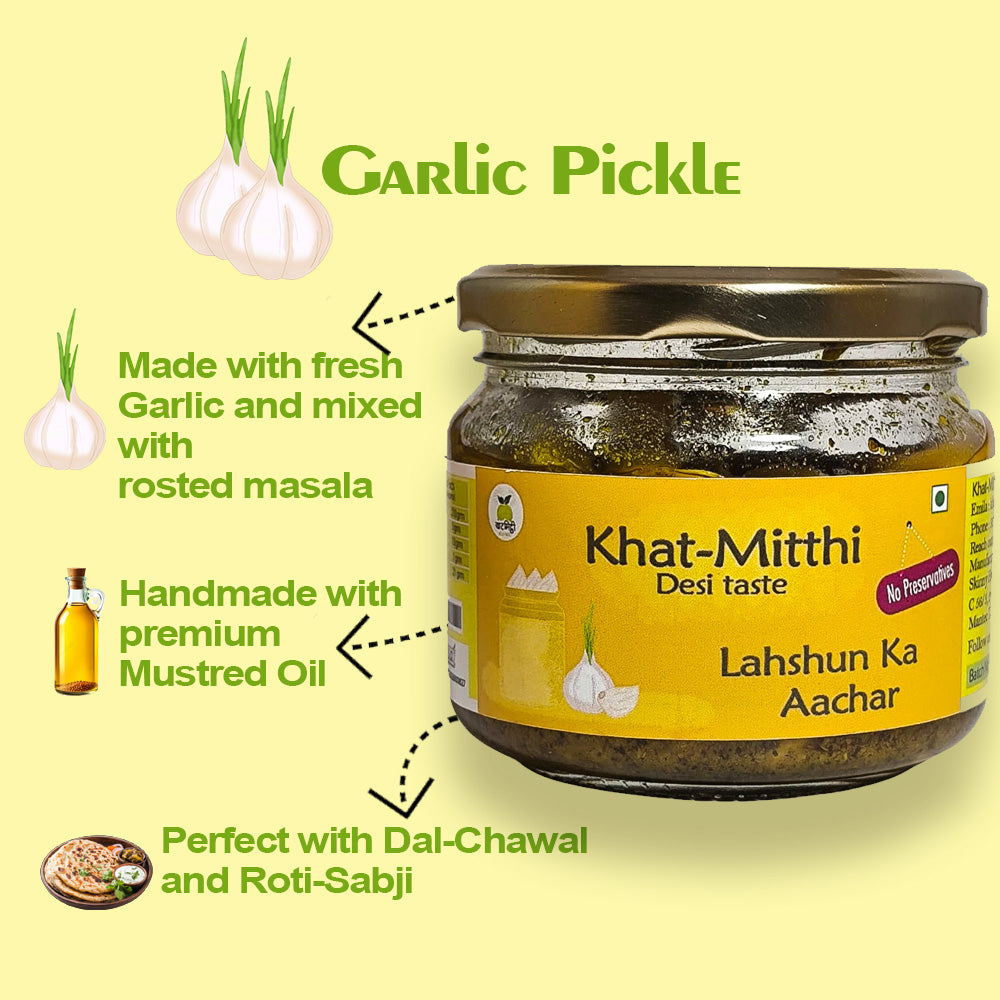 Garlic Pickle | Lahasun Ka Aachar | Homemade, Sun-Dried, Tangy & Salty | Traditional Homemade with no added preservative or chemicals |
