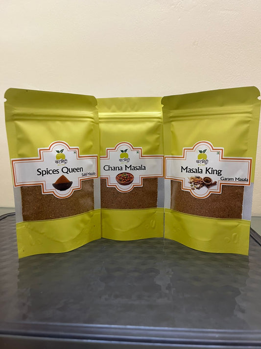 Blended Spices Combo pack | 75 gm each of Garam masala, Sabji Masala, Chana Masala and and chat masala|