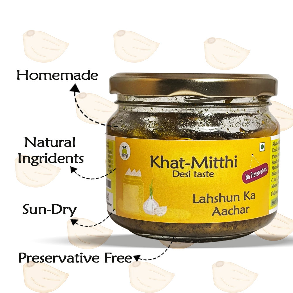 Garlic Pickle | Lahasun Ka Aachar | Homemade, Sun-Dried, Tangy & Salty | Traditional Homemade with no added preservative or chemicals |