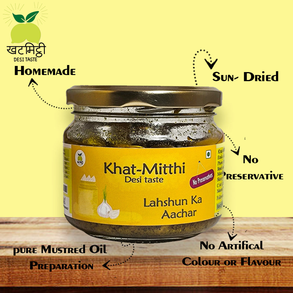 Garlic Pickle | Lahasun Ka Aachar | Homemade, Sun-Dried, Tangy & Salty | Traditional Homemade with no added preservative or chemicals |