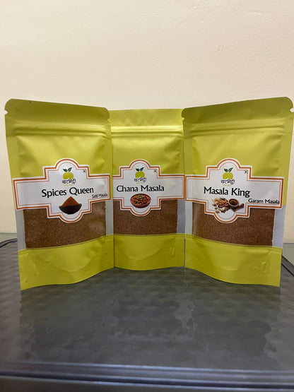 Blended Spices Combo pack | 75 gm each of Garam masala, Sabji Masala, Chana Masala and and chat masala|