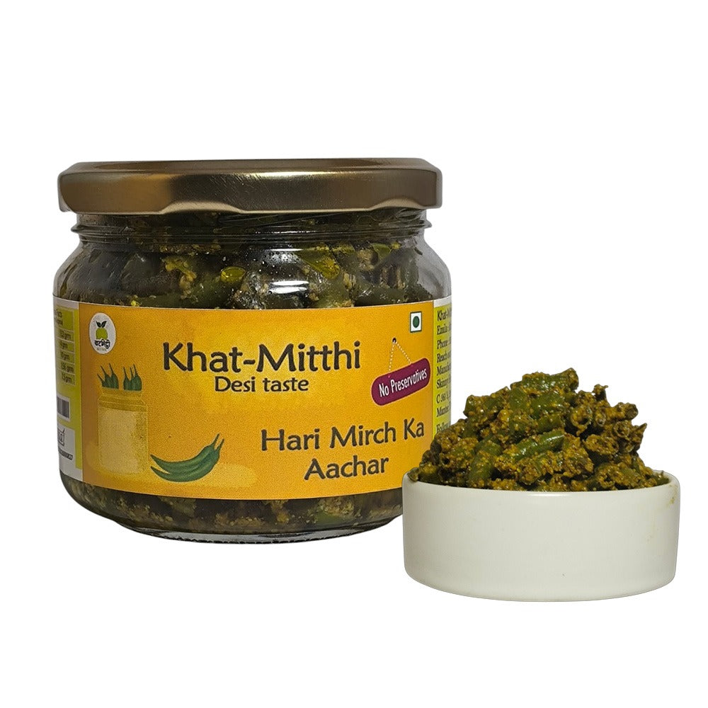 Jar of Khat-Mithi Hari Mirch Ka Aachar