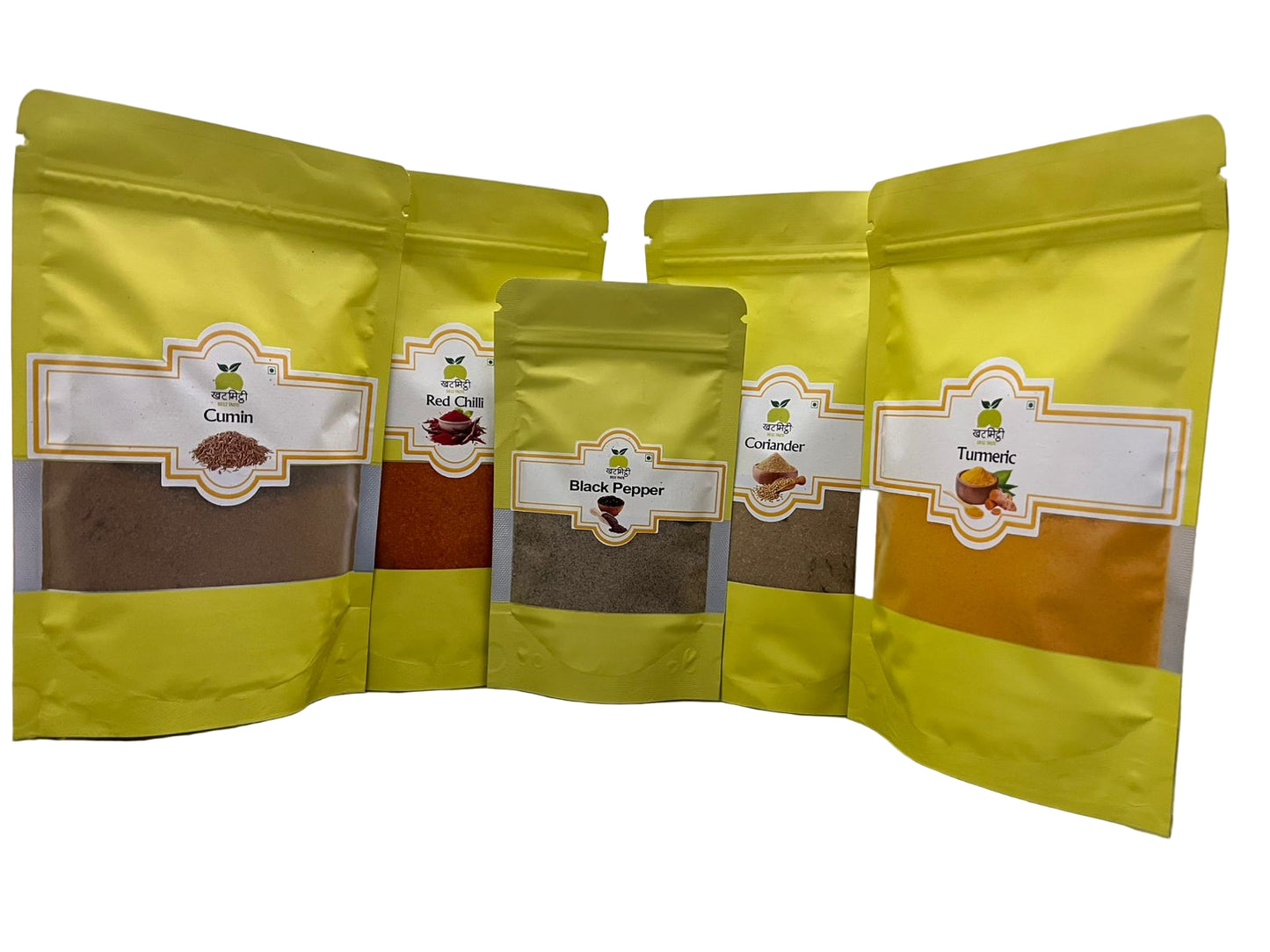 Essential Spices Combo pack - Powder of Turmeric, Chilli, Coriander, Cumin, & Black Pepper |